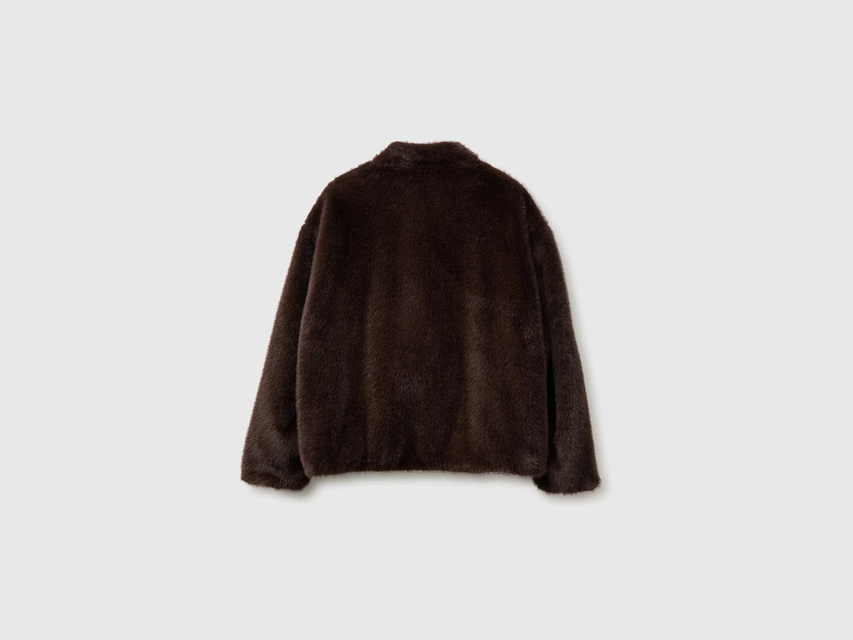 Benetton Dark Brown Women Reversible Bomber Style Jacket SKU: 27GBDN0AW_901 Image 09