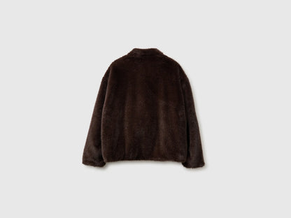 Benetton Dark Brown Women Reversible Bomber Style Jacket SKU: 27GBDN0AW_901 Image 09