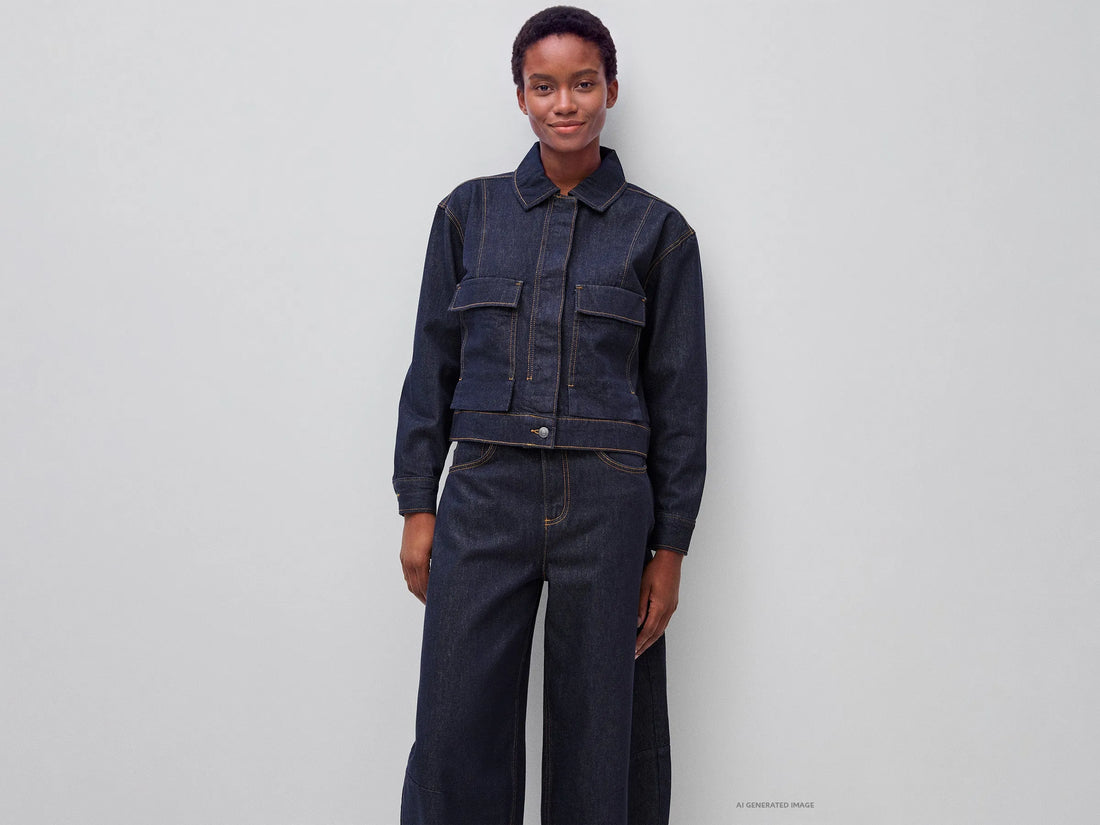 Benetton Dark Blue Women Denim Jacket with Pockets SKU: 27KYDN0AD_905 Image 01