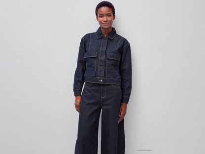 Benetton Dark Blue Women Denim Jacket with Pockets SKU: 27KYDN0AD_905 Image 01
