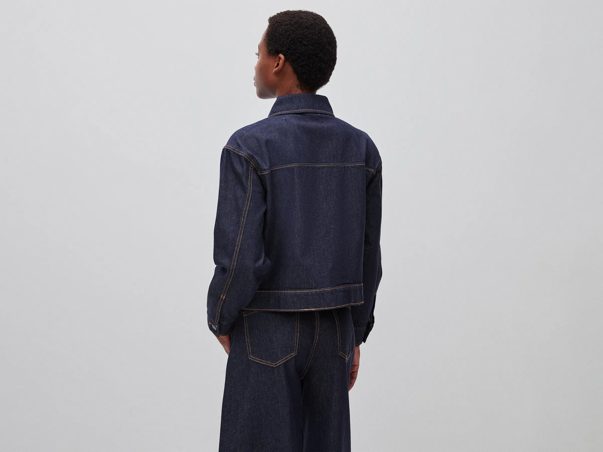 Benetton Dark Blue Women Denim Jacket with Pockets SKU: 27KYDN0AD_905 Image 02