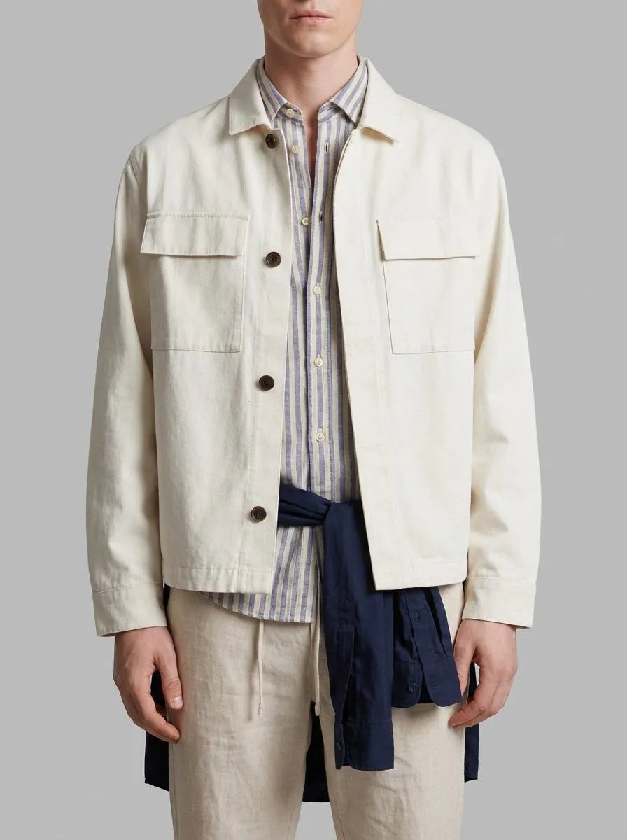 Springfield White Men Linen Cotton Overshirt Fit Overshirt SKU: 2833239_97 Image 00