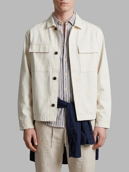Springfield White Men Linen Cotton Overshirt Fit Overshirt SKU: 2833239_97 Image 00