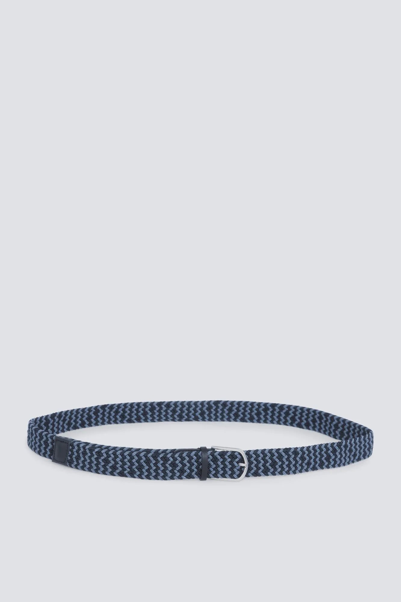 Springfield Blue Men Braided Contrast Zigzag Belt SKU: 2863244_11 Image 01