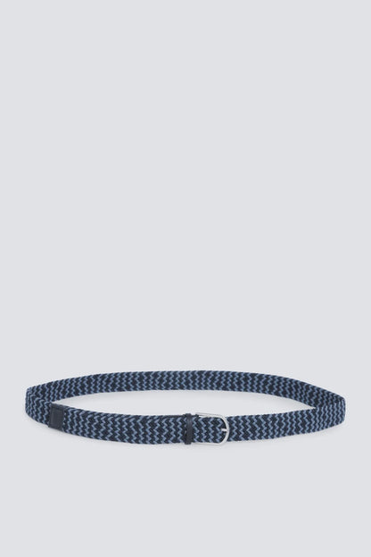 Springfield Blue Men Braided Contrast Zigzag Belt SKU: 2863244_11 Image 01