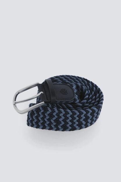 Springfield Blue Men Braided Contrast Zigzag Belt SKU: 2863244_11 Image 02