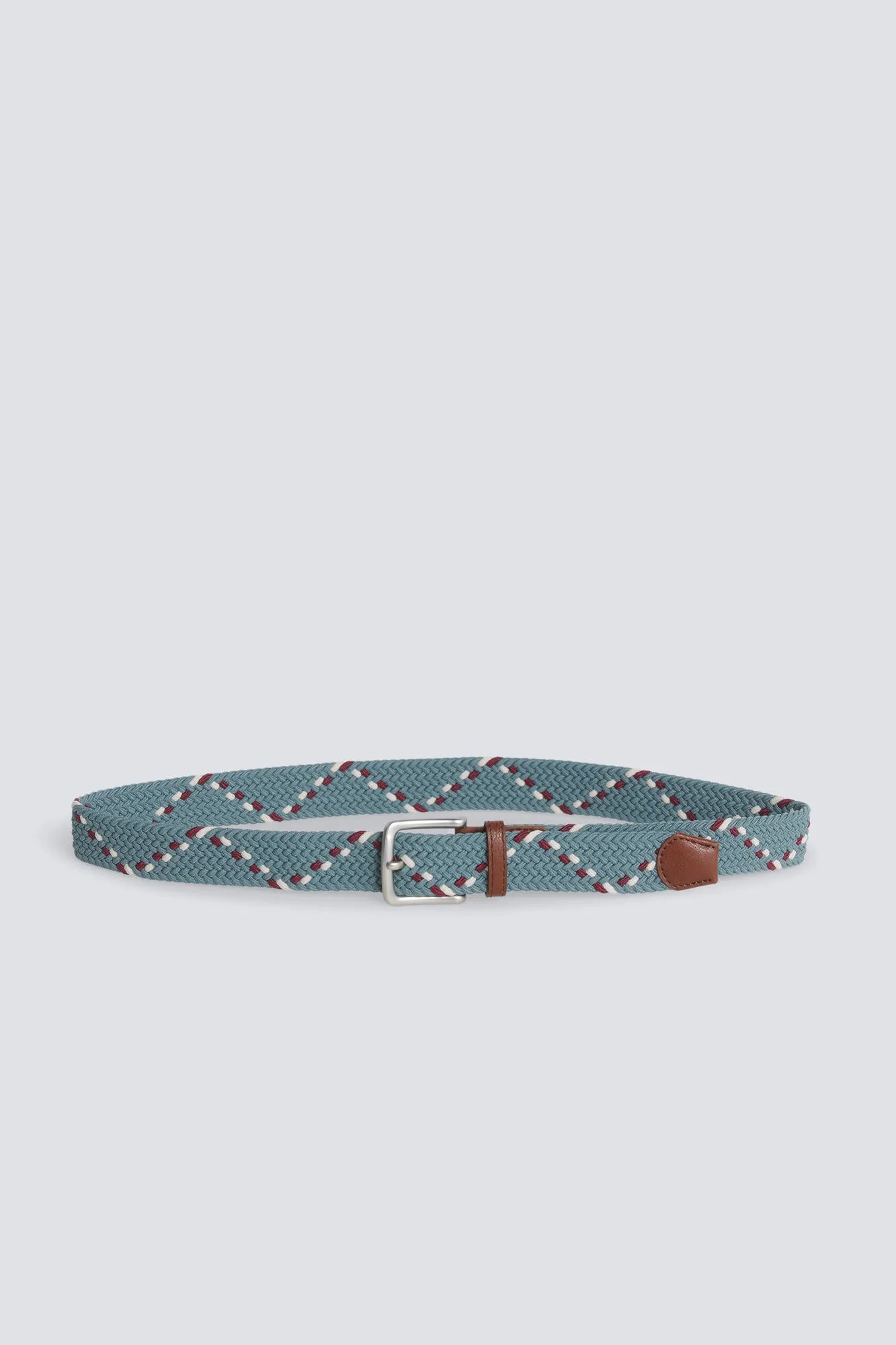 Springfield Blue Men Braided Belt with Contrast Zigzag SKU: 2863249_87 Image 01