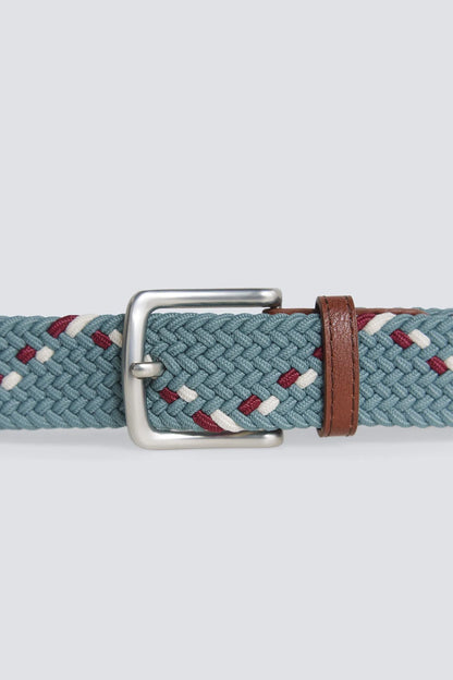 Springfield Blue Men Braided Belt with Contrast Zigzag SKU: 2863249_87 Image 03