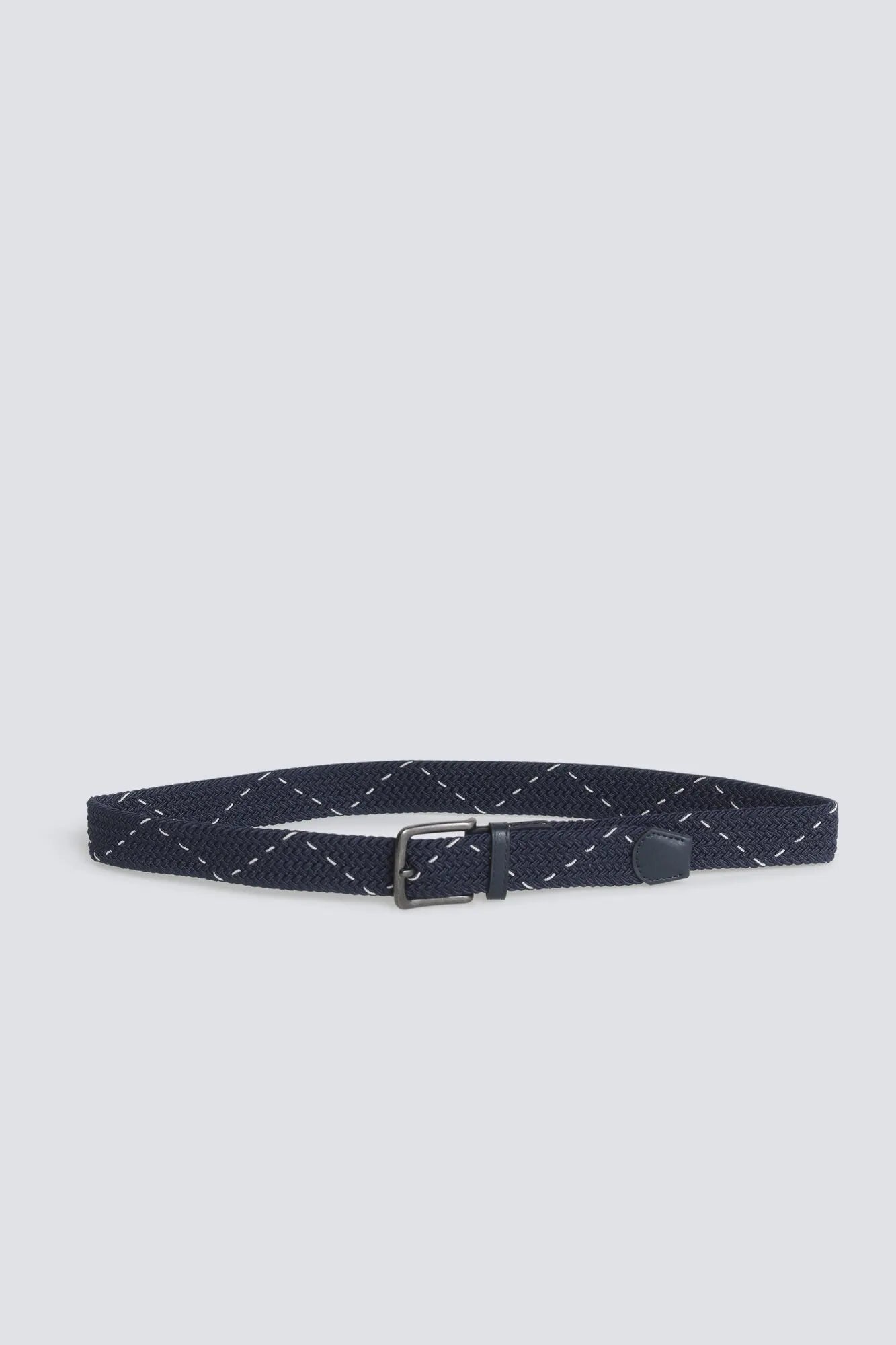Springfield Blue Men Braided Single-Coloured Belt with Contrast Cross SKU: 2863250_11 Image 01