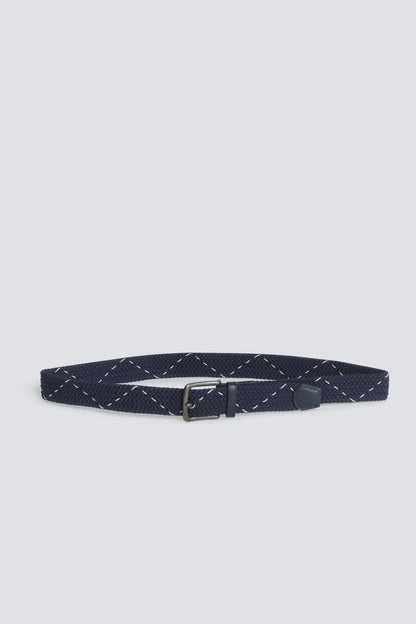 Springfield Blue Men Braided Single-Coloured Belt with Contrast Cross SKU: 2863250_11 Image 01