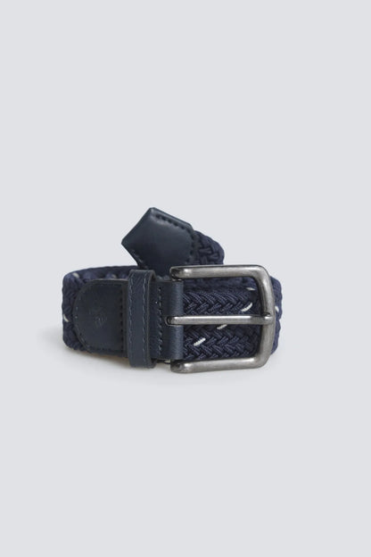 Springfield Blue Men Braided Single-Coloured Belt with Contrast Cross SKU: 2863250_11 Image 02