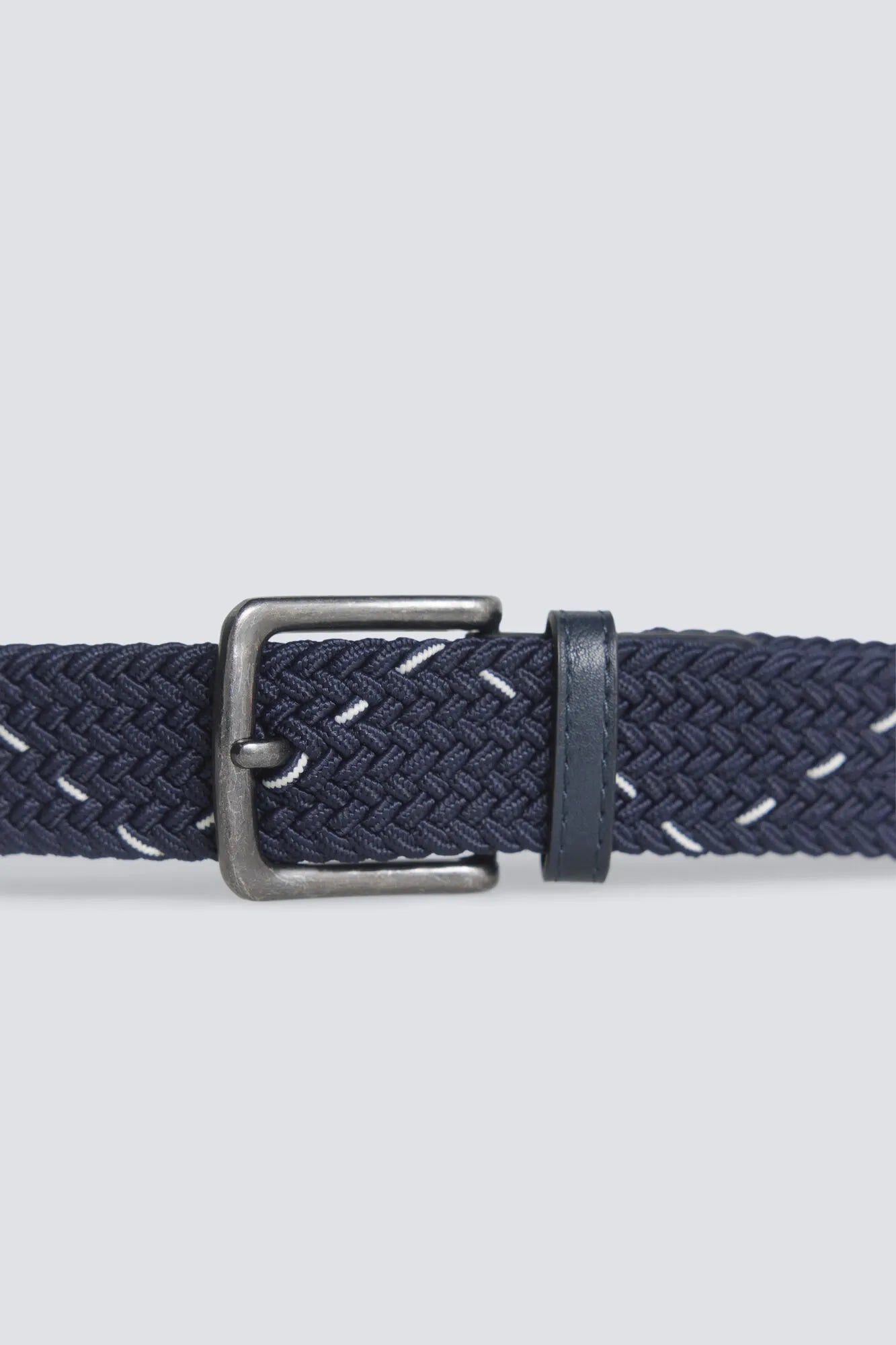 Springfield Blue Men Braided Single-Coloured Belt with Contrast Cross SKU: 2863250_11 Image 03