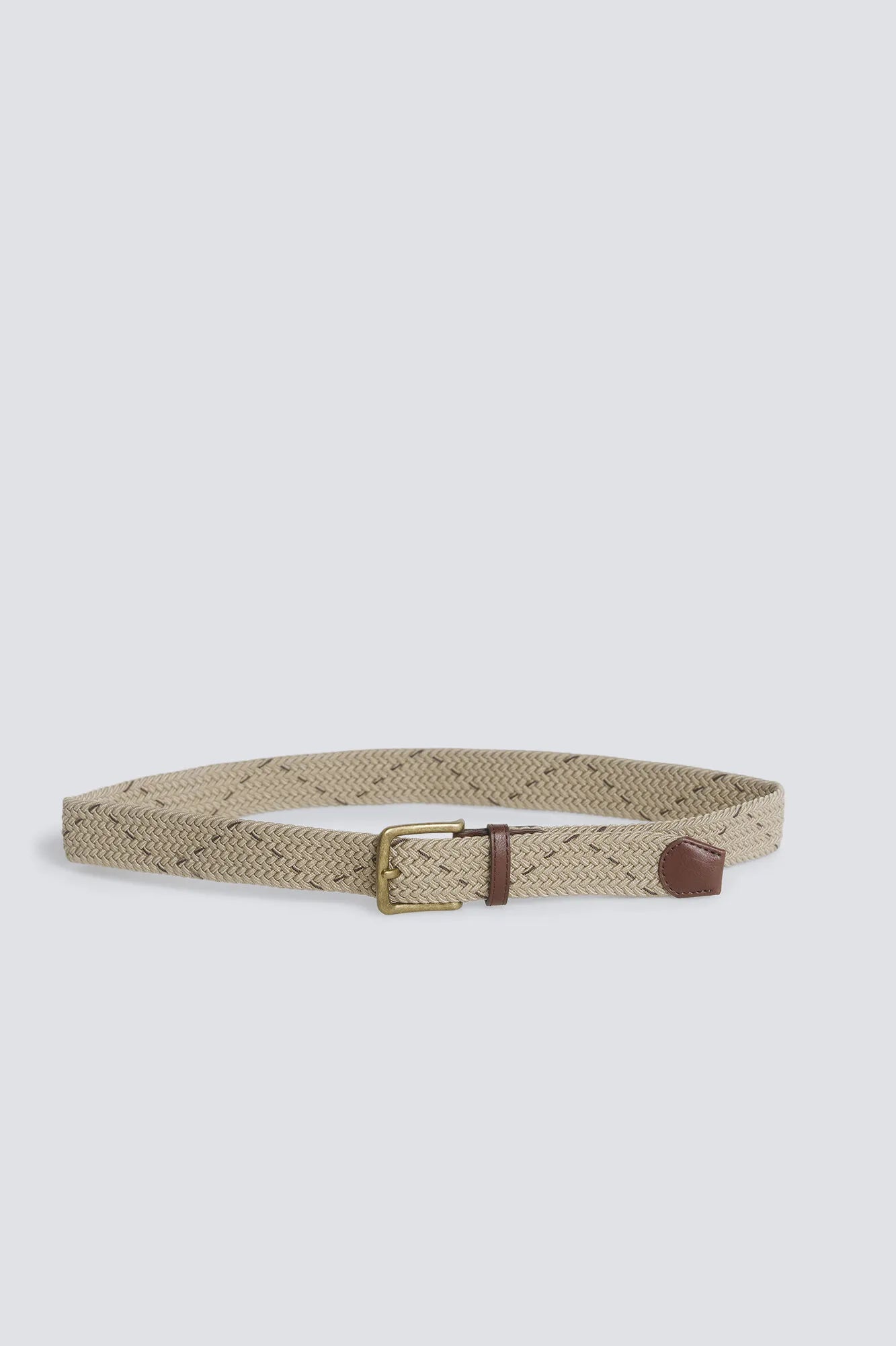 Springfield Beige Men Braided Single-Coloured Belt with Contrast Cross SKU: 2863250_51 Image 01