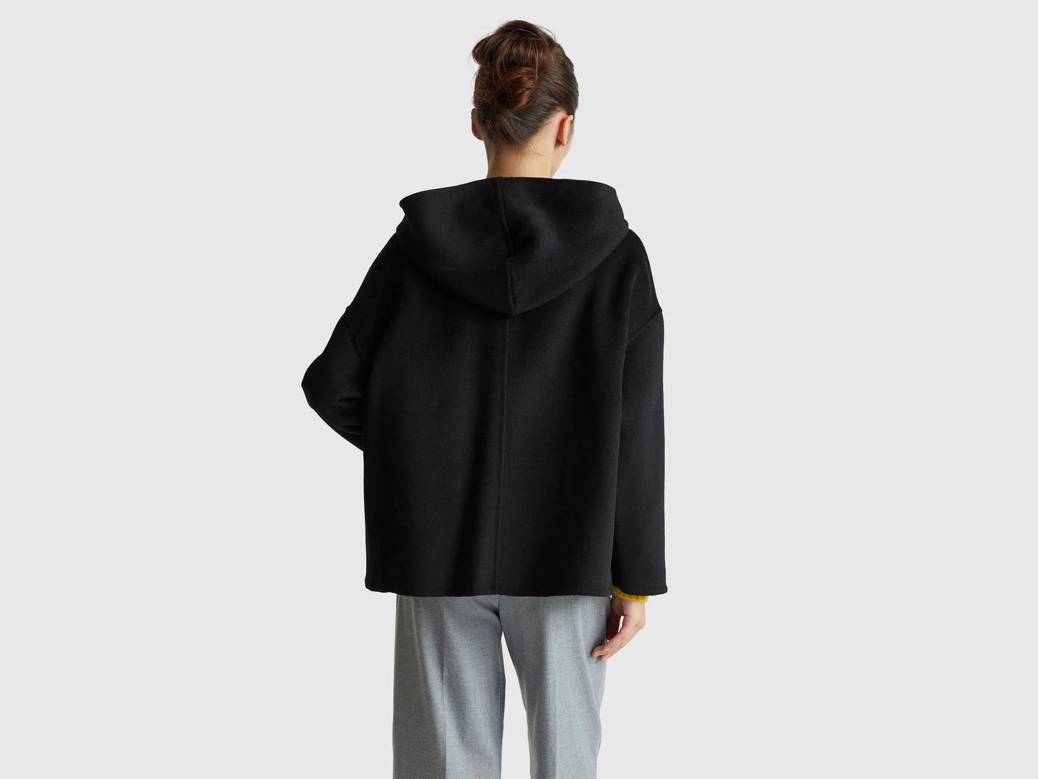 Benetton_Black_Jacket with Hood in Wool Blend_28F7DN08M_100_02