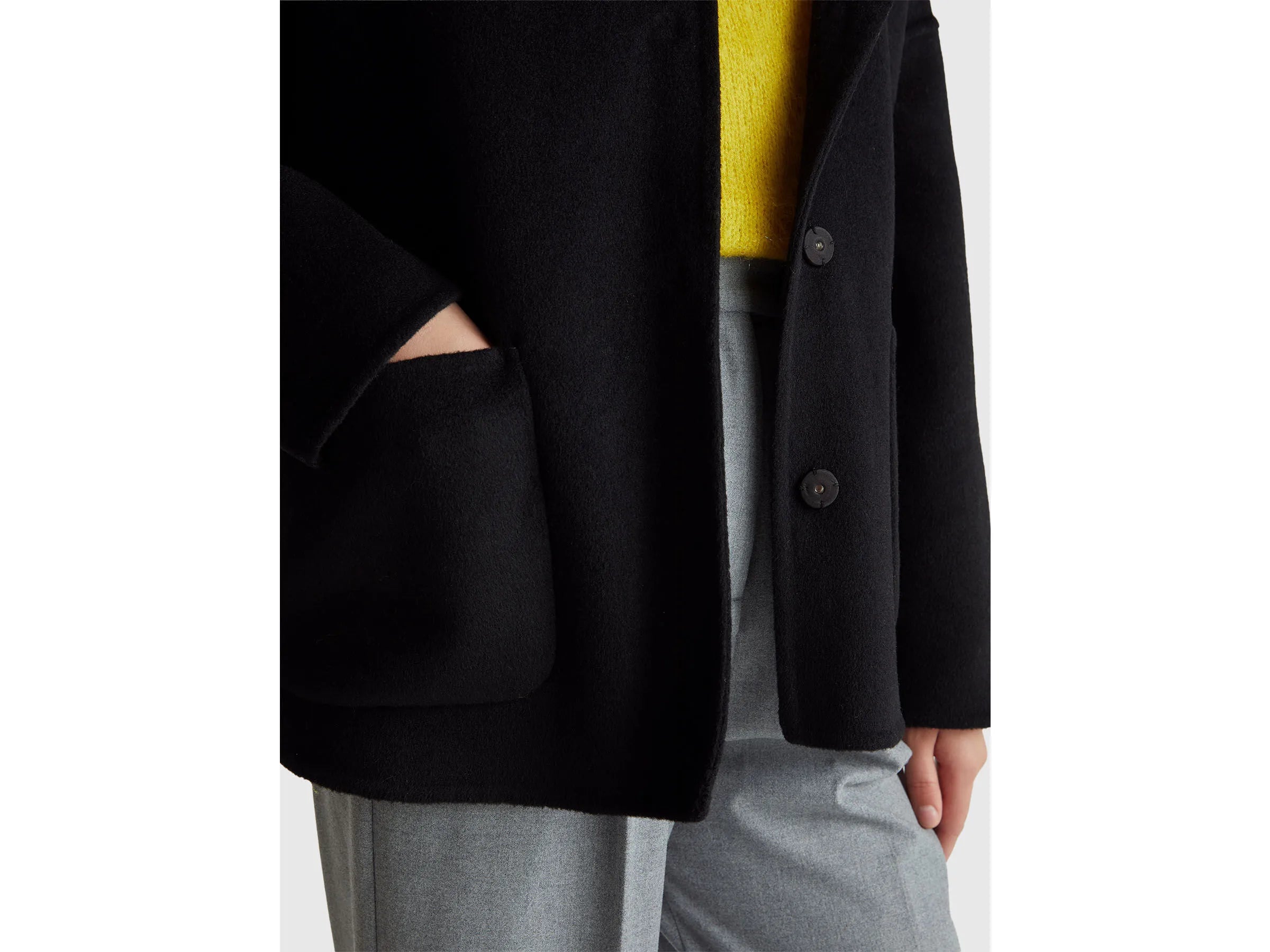 Benetton_Black_Jacket with Hood in Wool Blend_28F7DN08M_100_04