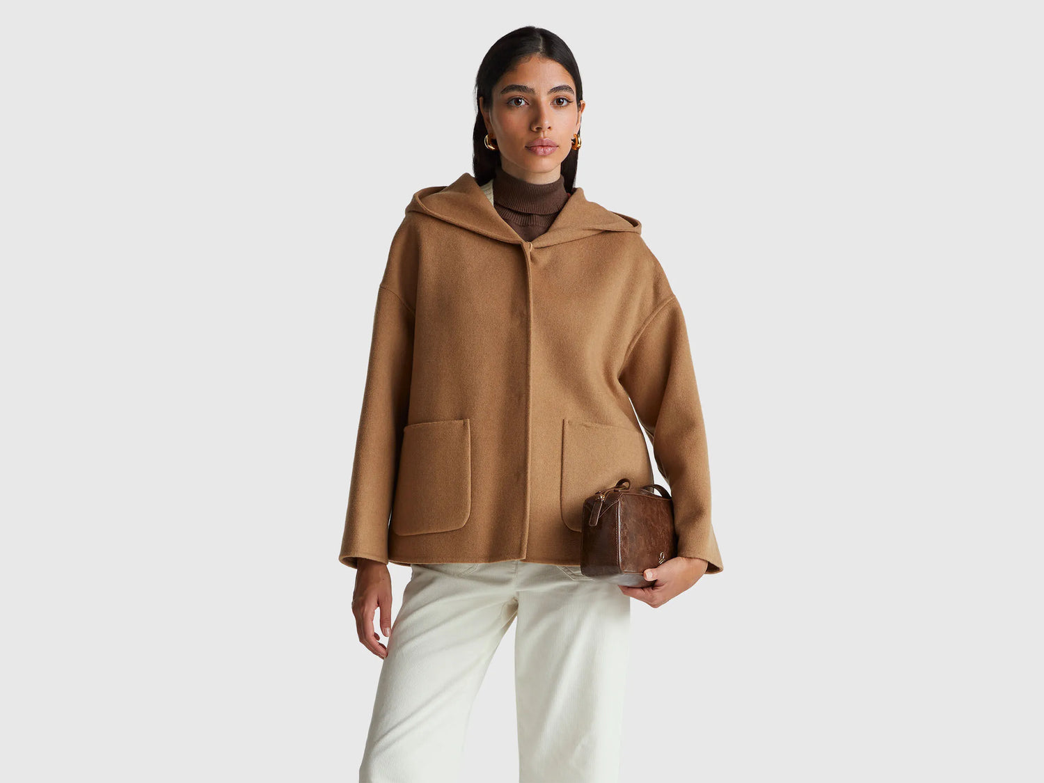 Benetton_Camel_Jacket with Hood in Wool Blend_28F7DN08M_193_01