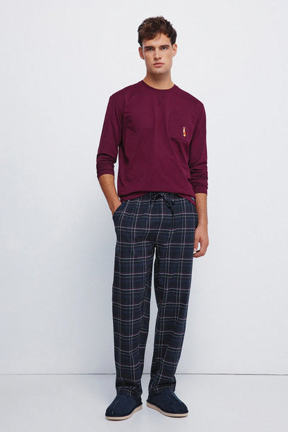 Springfield_Maroon_Long Pyjamas with Garnet Checkered Fannel Trouser_2922773_69_01