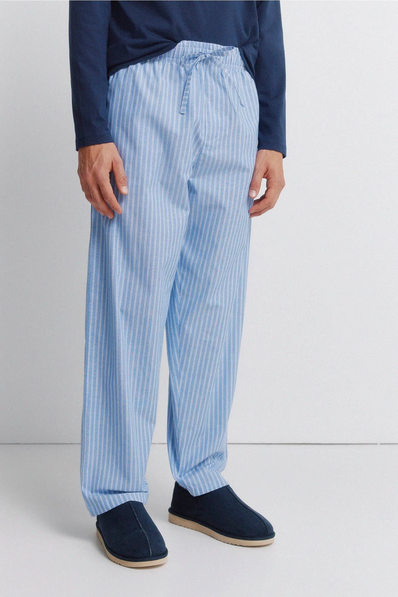 Springfield Blue Men Striped Long Pyjamas SKU: 2923631_11 Image 02