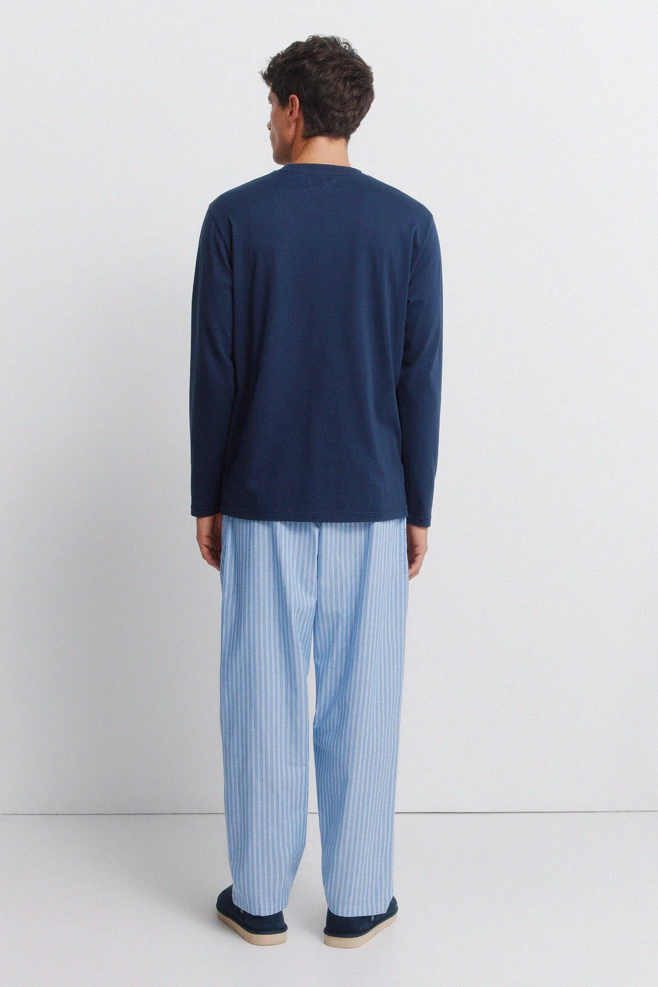 Springfield Blue Men Striped Long Pyjamas SKU: 2923631_11 Image 07