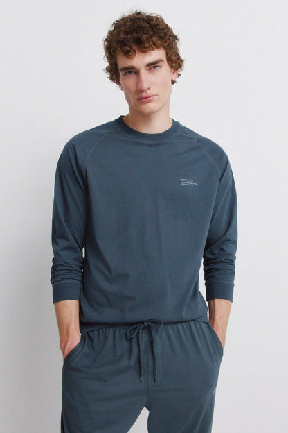Springfield Blue Men Long Basic Pyjamas SKU: 2923632_83 Image 04