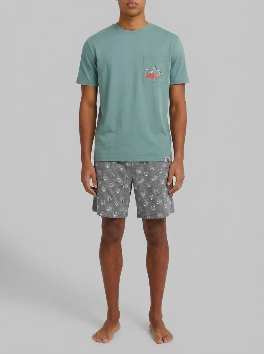 Springfield Green Men Short Pyjamas Tom &amp; Jerry SKU: 2923635_22 Image 00