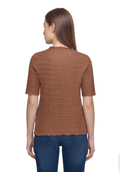 Betty Barclay Dark Coffee Women Textured Shirt SKU: 2932-1662_7048 Image 03