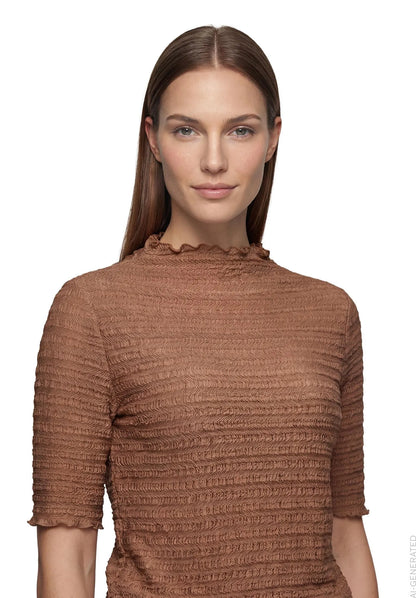Betty Barclay Dark Coffee Women Textured Shirt SKU: 2932-1662_7048 Image 04