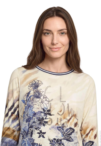 Betty Barclay Beige/Blue Women Casual T-Shirt SKU: 2953-1722_7884 Image 04