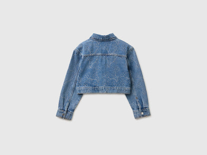 Benetton Blue Girls Embroidered Denim Crop Jacket SKU: 2985CN07D_901 Image 02