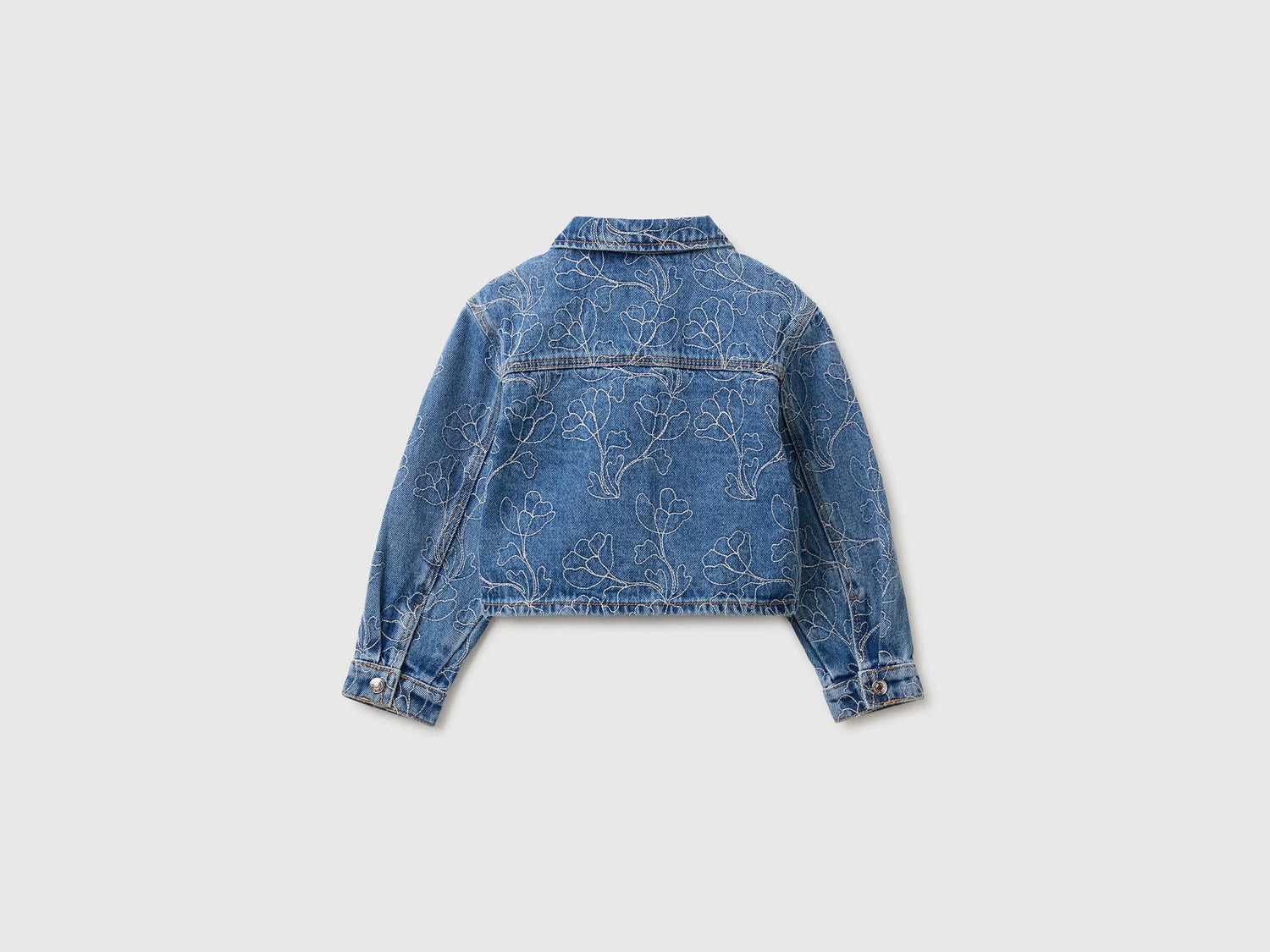 Benetton Blue Girls Denim Jacket with Embroidery SKU: 2985GN04K_901 Image 02