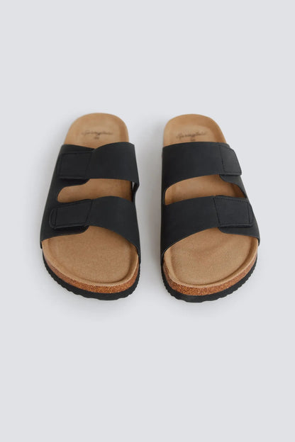 Springfield Black Men Double Strap Velcro Sandal SKU: 2993203_01 Image 02