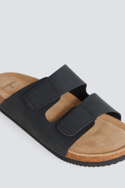 Springfield Black Men Double Strap Velcro Sandal SKU: 2993203_01 Image 03