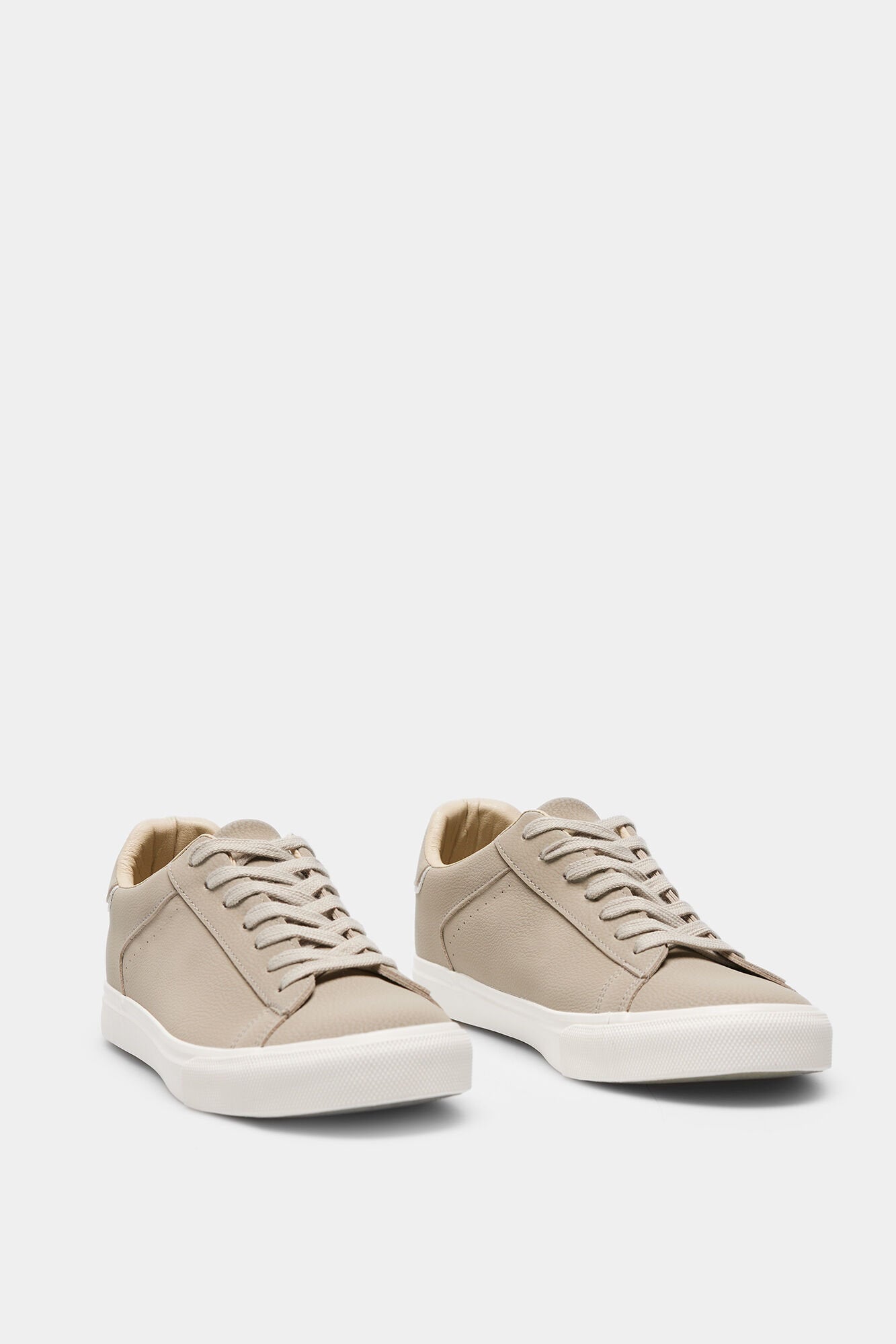 Beige Lace Up Trainers With White Sole_2997584_41_03