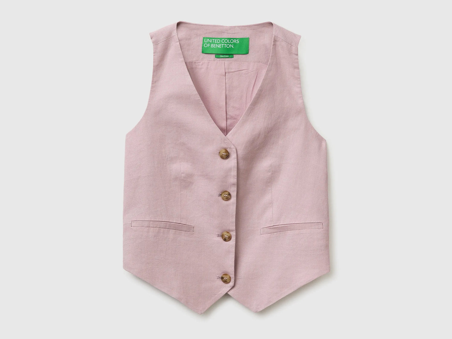 Benetton Pink Women 100% Linen Vest SKU: 2AGHDJ014_0K3 Image 01