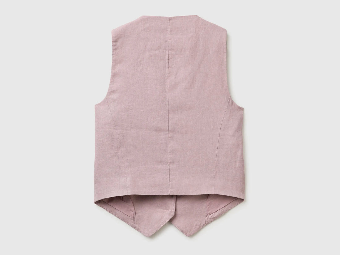 Benetton Pink Women 100% Linen Vest SKU: 2AGHDJ014_0K3 Image 02