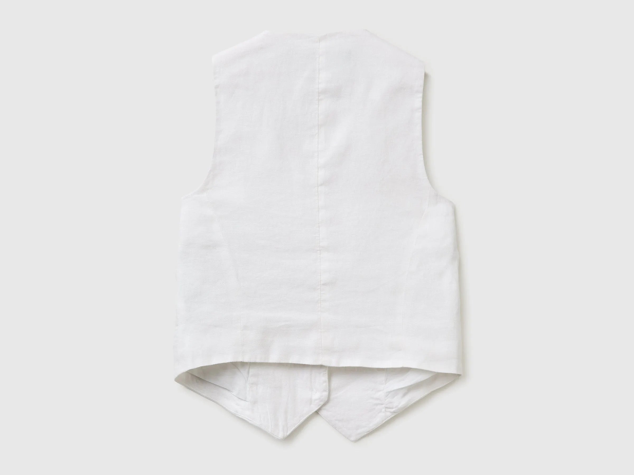 Benetton White Women 100% Linen Vest SKU: 2AGHDJ014_101 Image 02