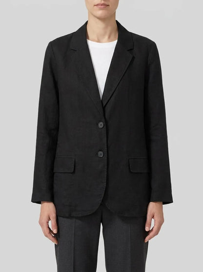 Benetton Black Women Blazer in Pure Linen SKU: 2AGHDW00R_100 Image 00