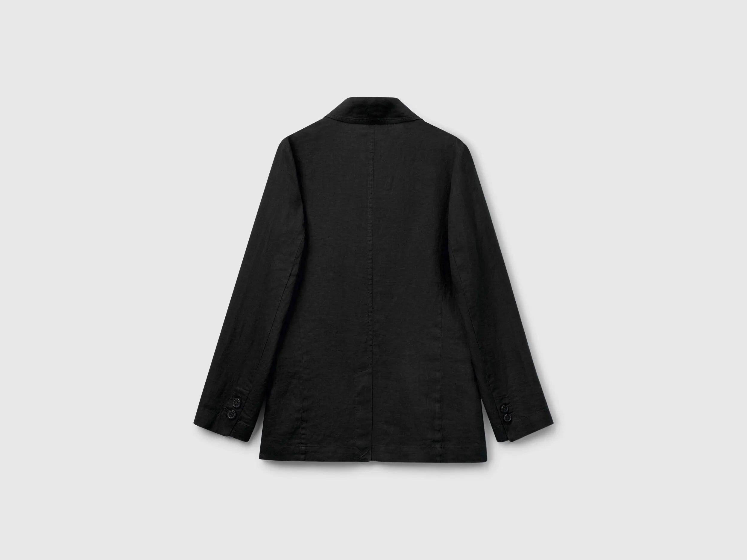 Benetton Black Women Blazer in Pure Linen SKU: 2AGHDW00R_100 Image 02