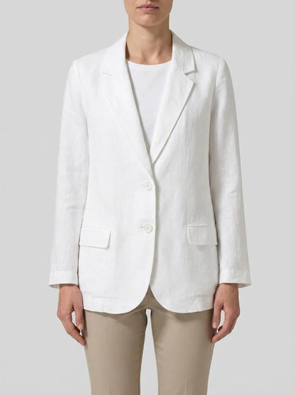 Benetton White Women Blazer in Pure Linen SKU: 2AGHDW00R_101 Image 00