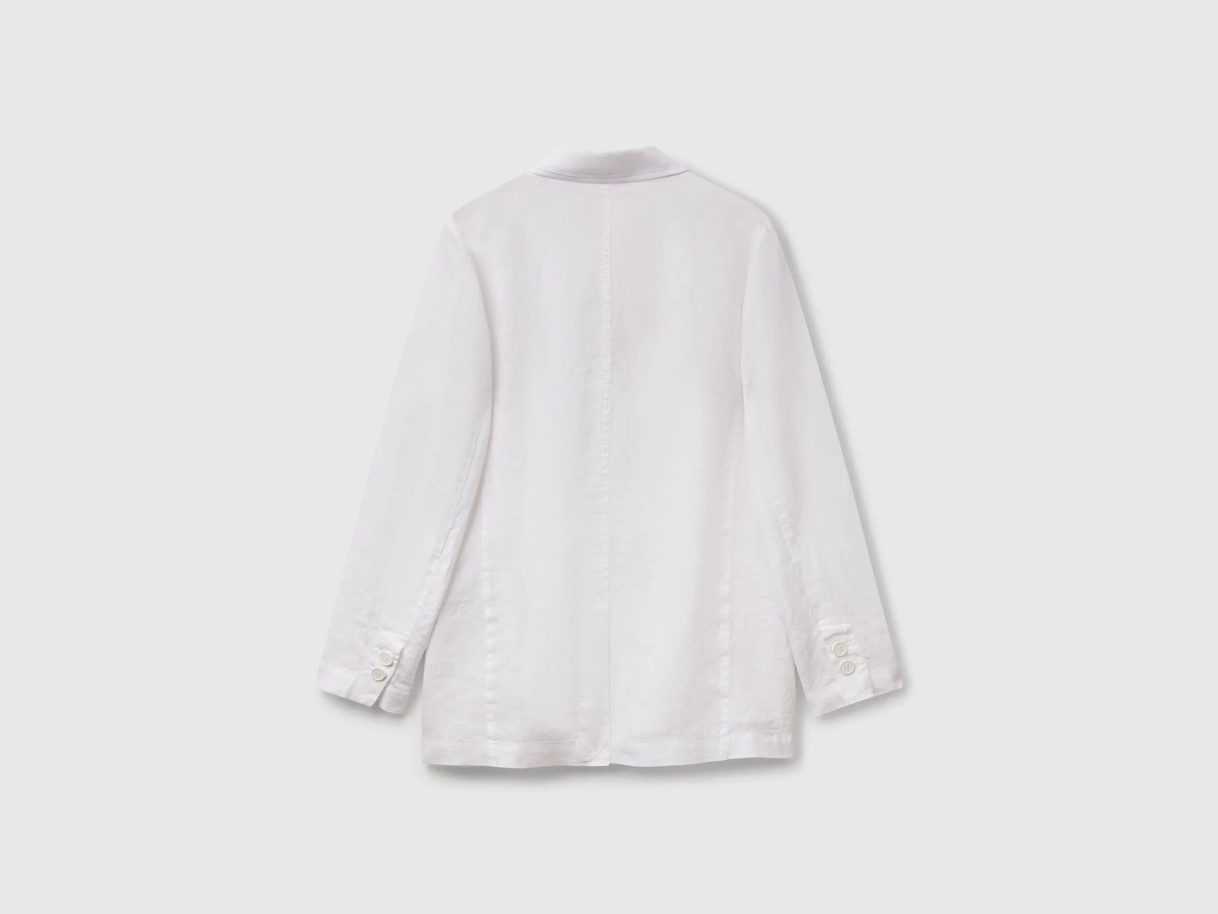Benetton White Women Blazer in Pure Linen SKU: 2AGHDW00R_101 Image 02