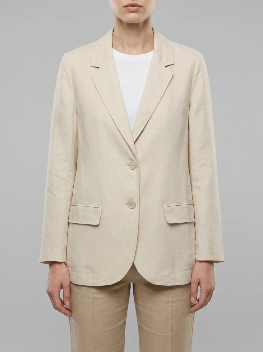 Benetton Beige Women Blazer in Pure Linen SKU: 2AGHDW00R_152 Image 00