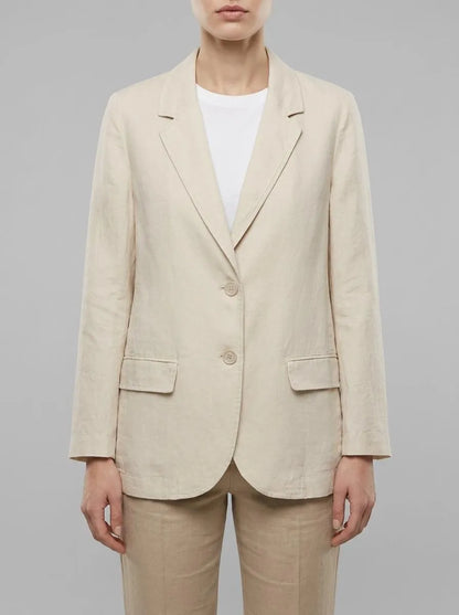 Benetton Beige Women Blazer in Pure Linen SKU: 2AGHDW00R_152 Image 00