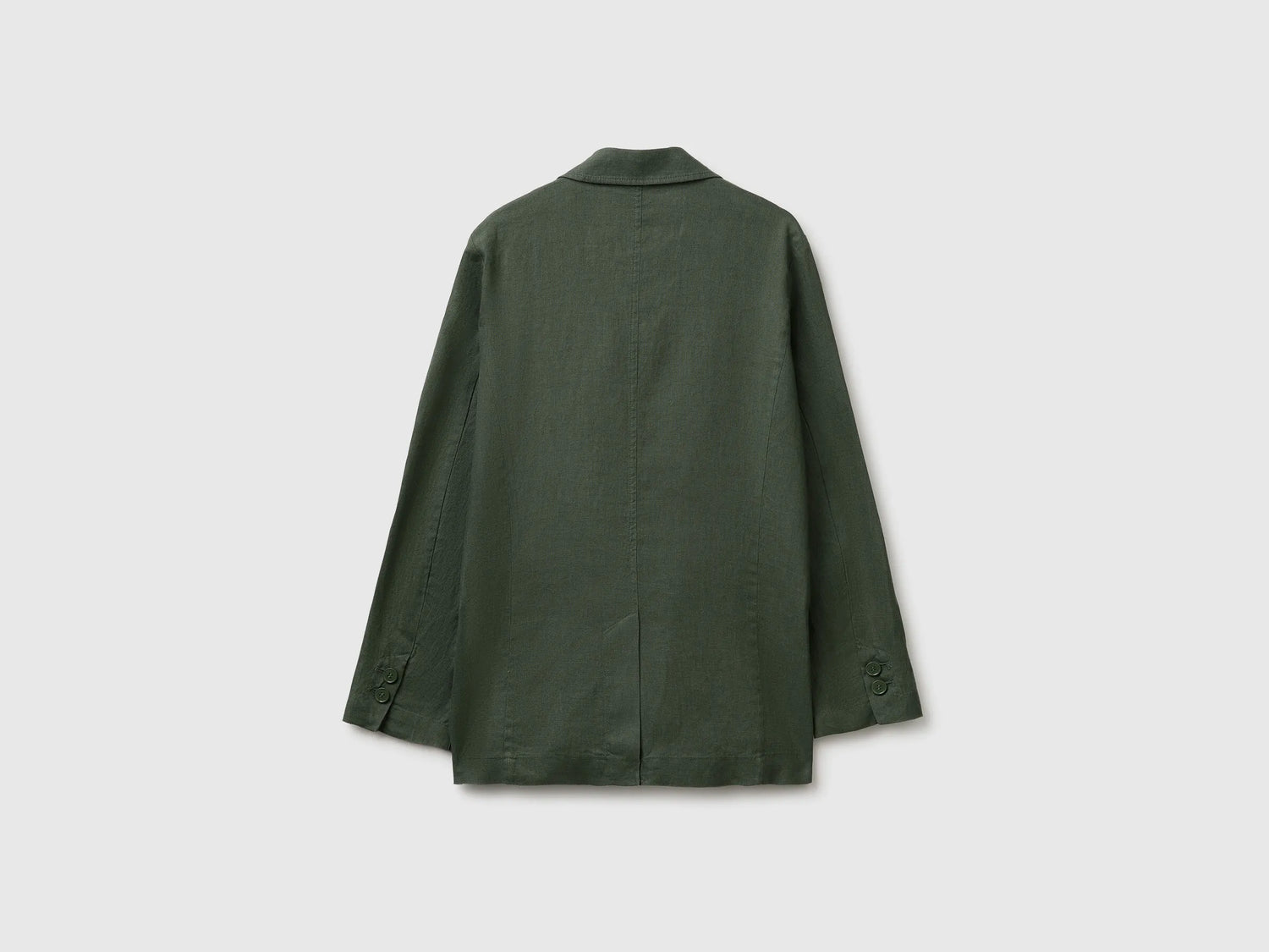 Benetton Military Green Women Blazer in Pure Linen SKU: 2AGHDW00R_20W Image 02