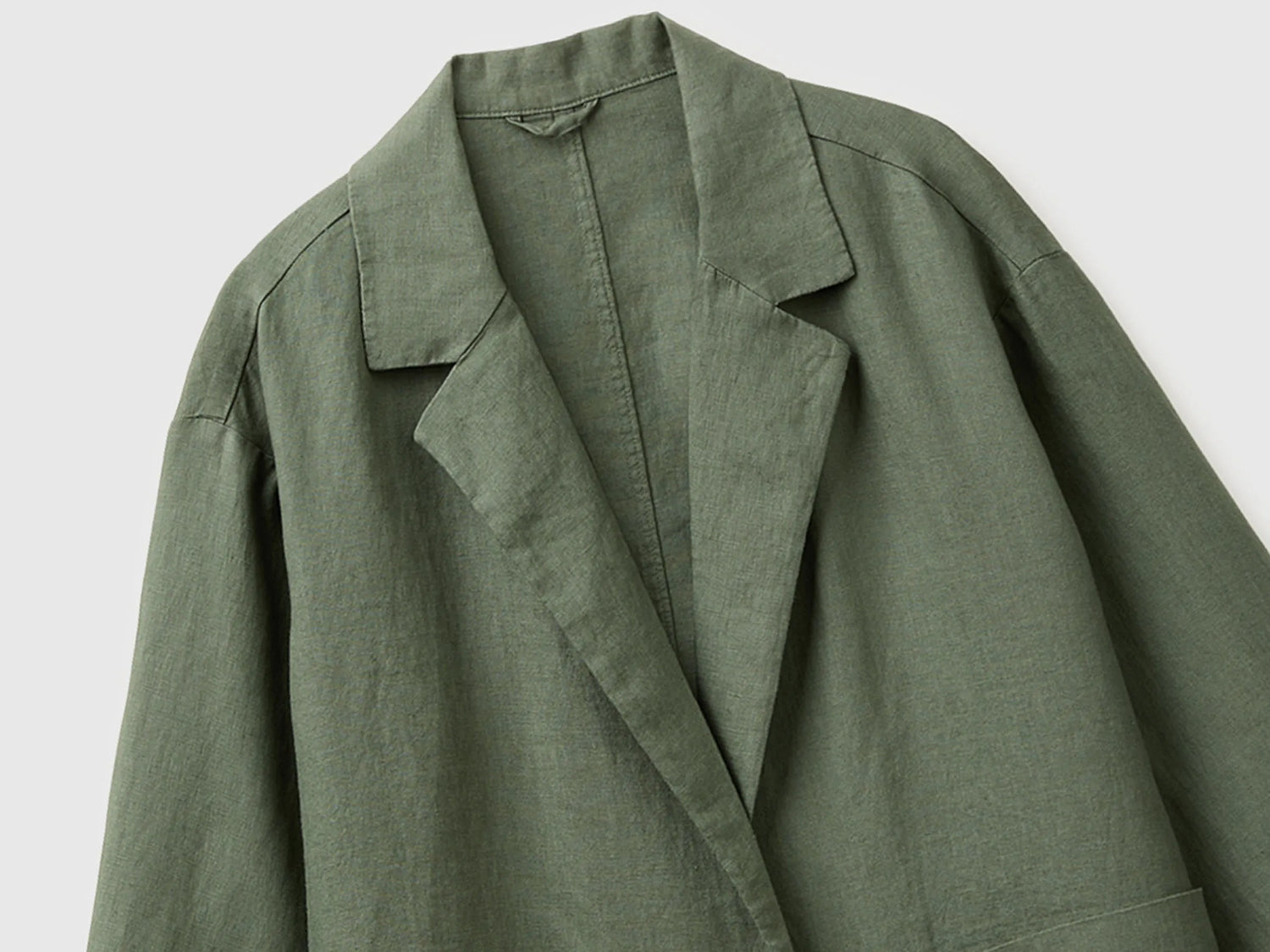 Benetton Military green Women 100% Linen Single-Breasted Blazer SKU: 2AGHDW03J_20W Image 03