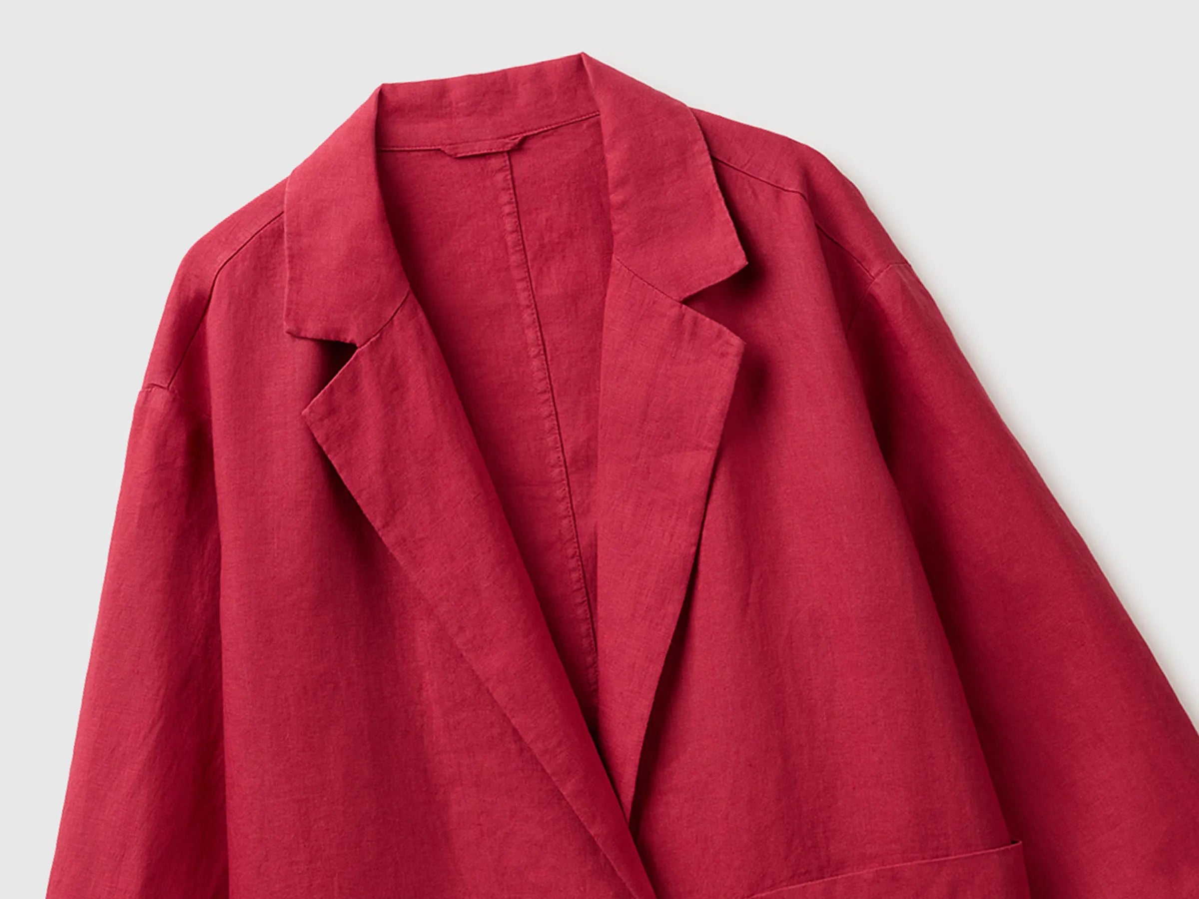 Benetton Strawberry Women 100% Linen Single-Breasted Blazer SKU: 2AGHDW03J_2G1 Image 03