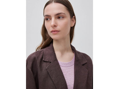 Benetton Brown Women 100% Linen Single-Breasted Blazer SKU: 2AGHDW03J_33T Image 04