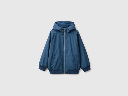 Benetton Dark Blue Boys Nylon Jacket with Hood SKU: 2IGGCN06J_37T Image 01