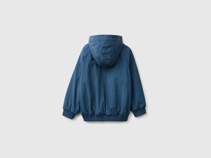 Benetton Dark Blue Boys Nylon Jacket with Hood SKU: 2IGGCN06J_37T Image 02