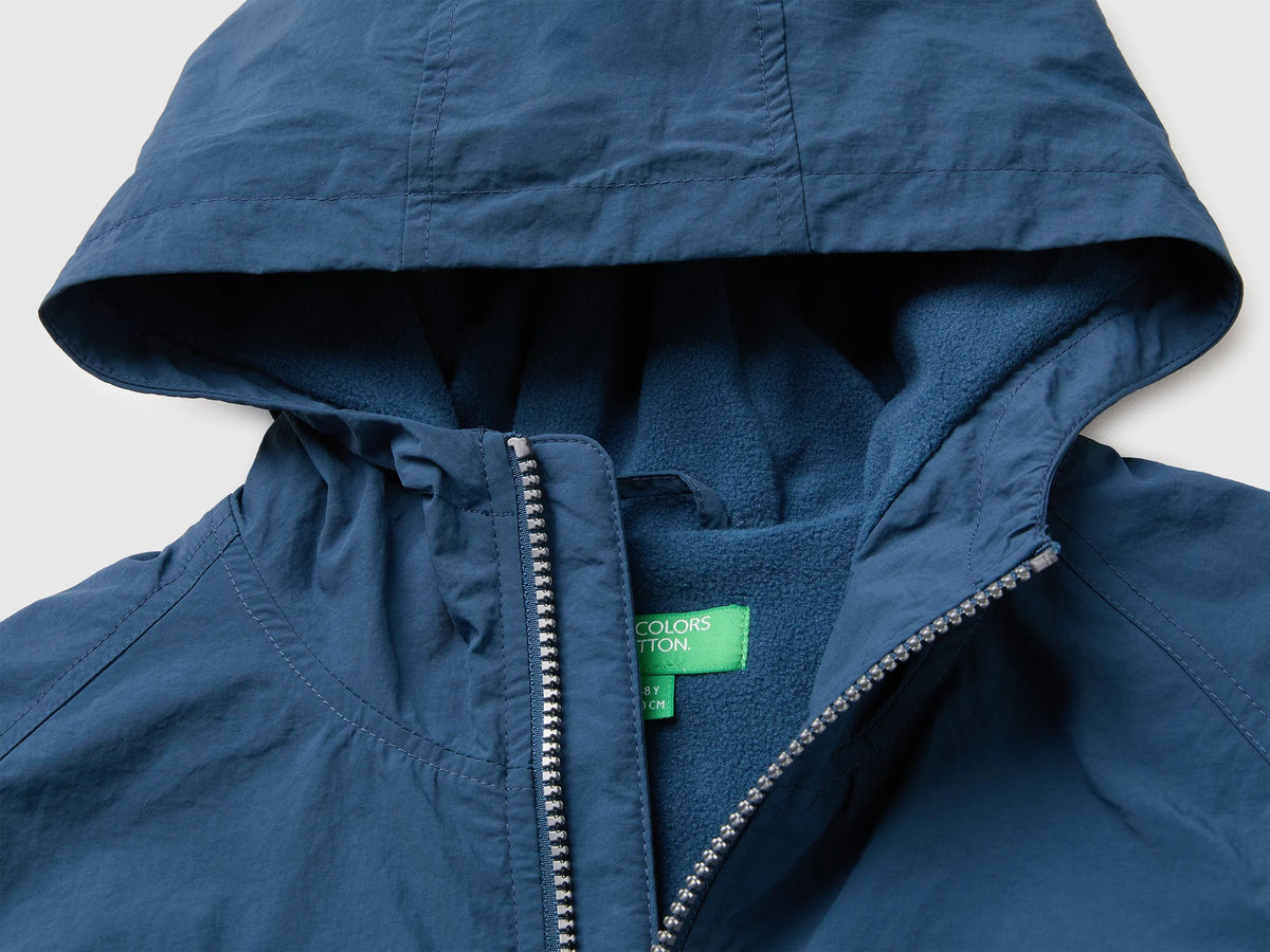 Benetton Dark Blue Boys Nylon Jacket with Hood SKU: 2IGGCN06J_37T Image 03