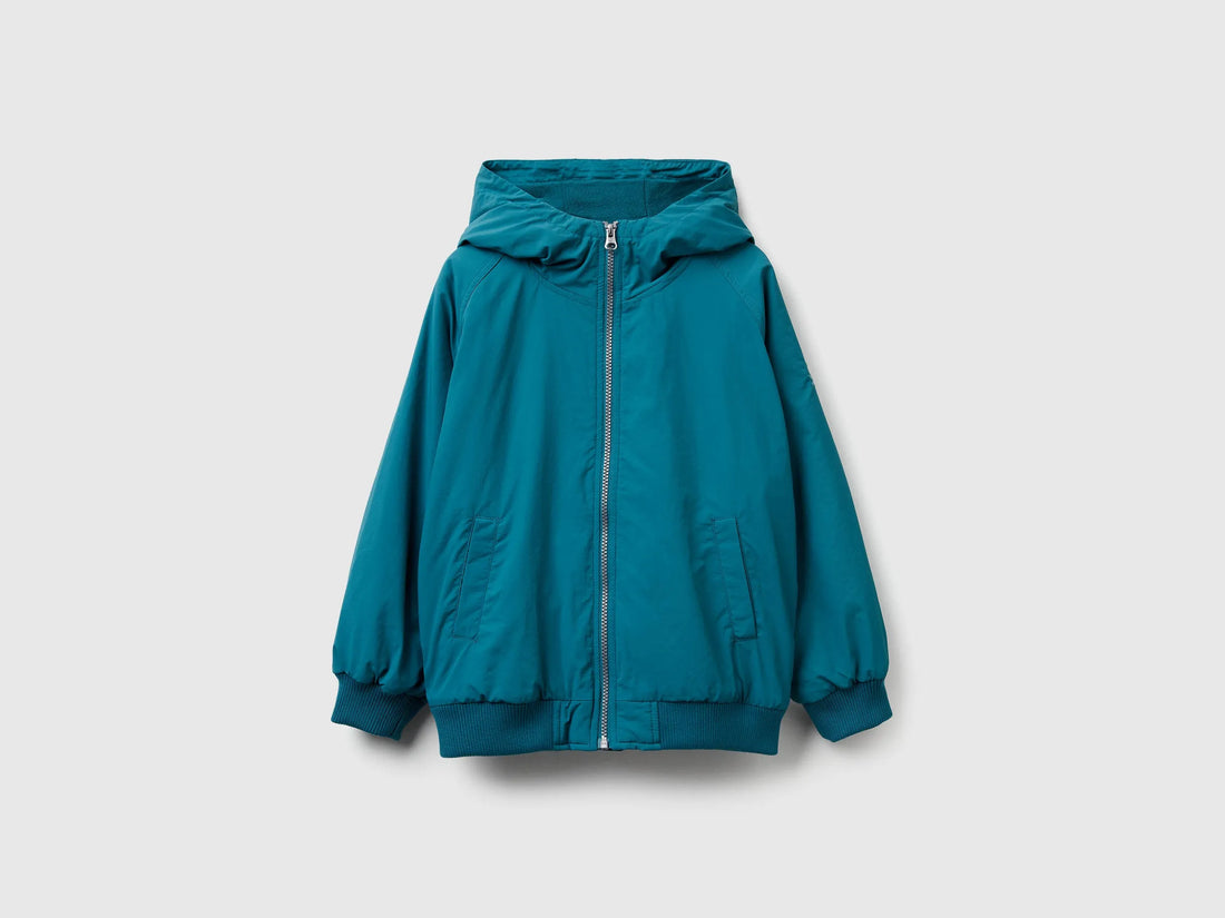 Benetton Teal Boys Nylon Jacket with Hood SKU: 2IGGCN06J_3C5 Image 01